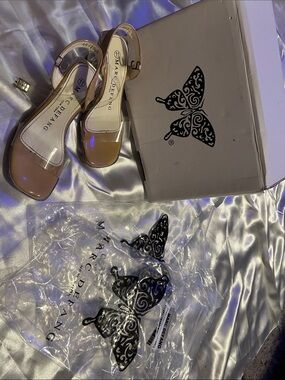 Marc Defang Clear Strap Nude Block Heel Sandals for Kids